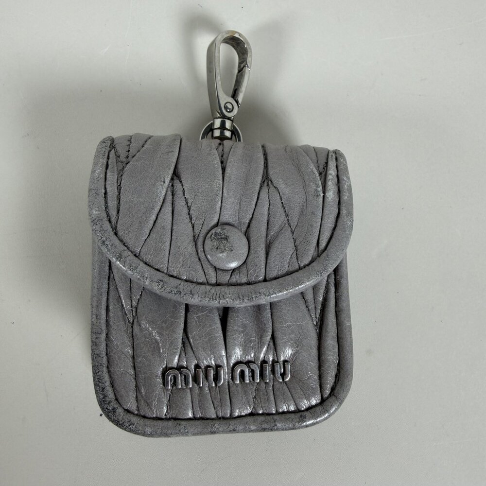 Miu Miu Nube Grey Matelassé Nappa Leather Multi-Functional Bag Charm